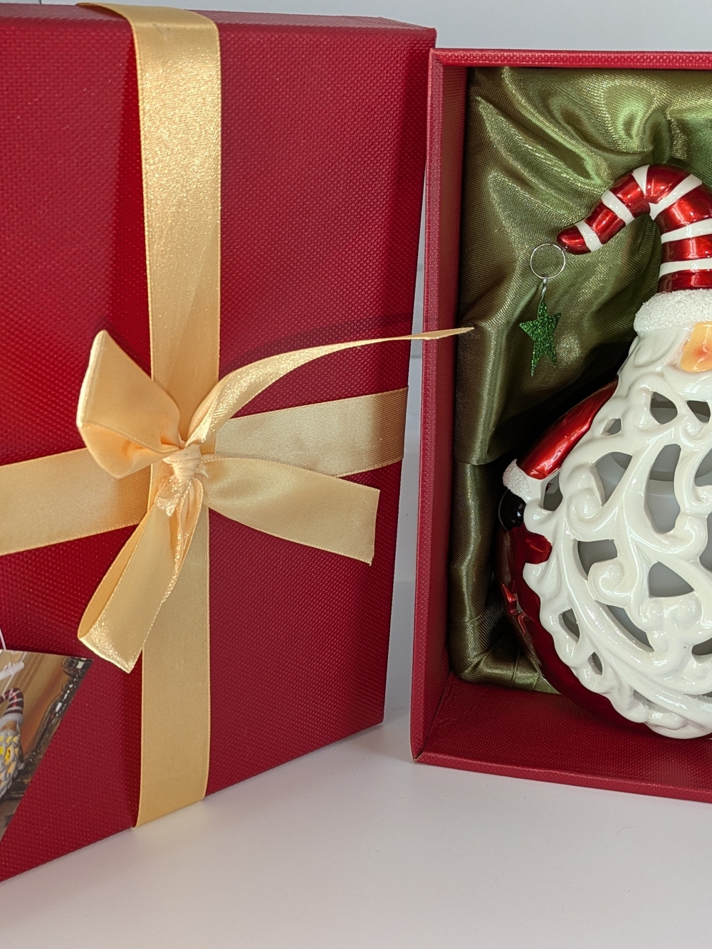 Ceramic Santa LED Lantern - Red and White Holiday Decor - Picture 4 of 5